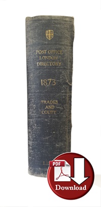 Post Office London Directory 1873 Trades & Court (Digital Download)