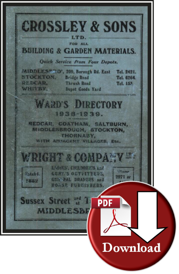 Ward's Directory of Redcar, Middlesborough, Stockton & c. 1938-39 (Digital Download)