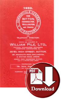 Pile's Directory of Sutton, Carshalton, Wallington & District 1932 (Digital Download)
