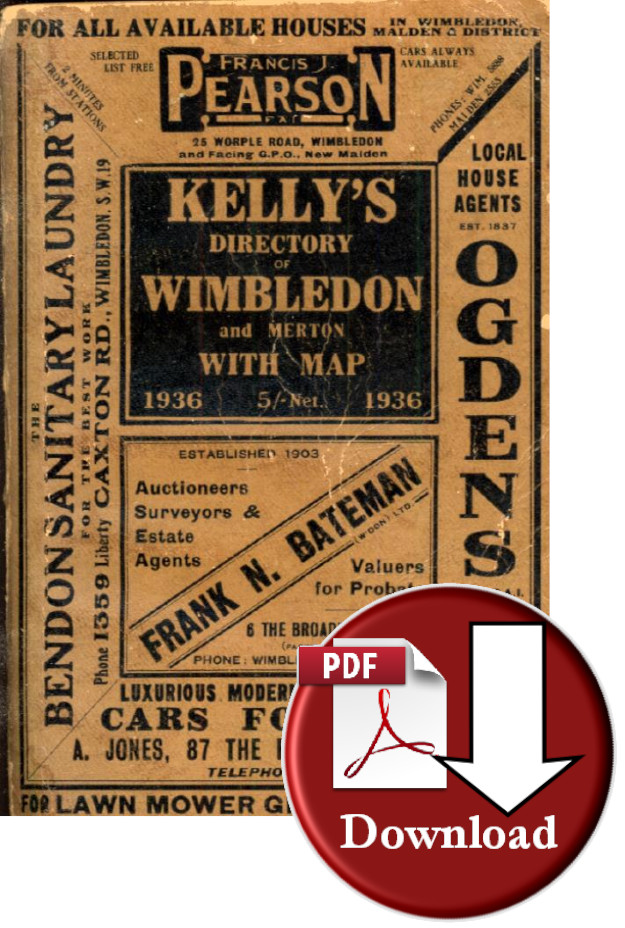 Kelly’s Directory of Wimbledon & Merton 1936 (Digital Download)