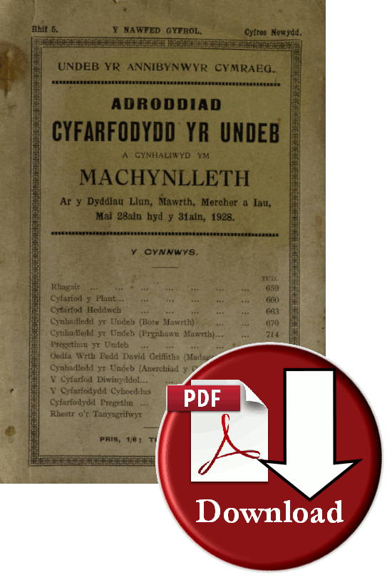 Undeb yr Annibynwyr Cymraeg, Machynlleth, 1928 (Digital Download)