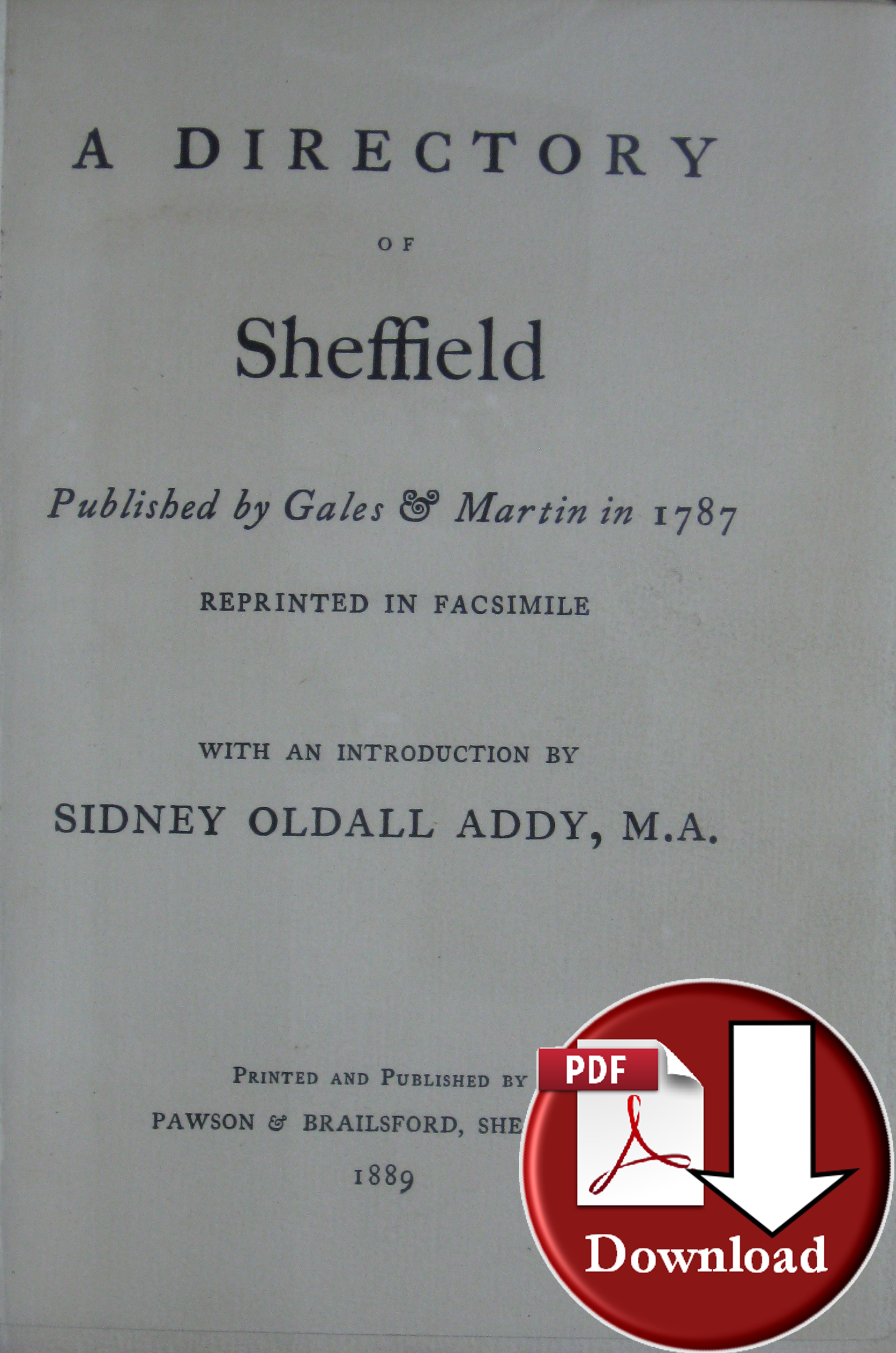 Rodger's Directory of Sheffield 1787 (Digital Download)